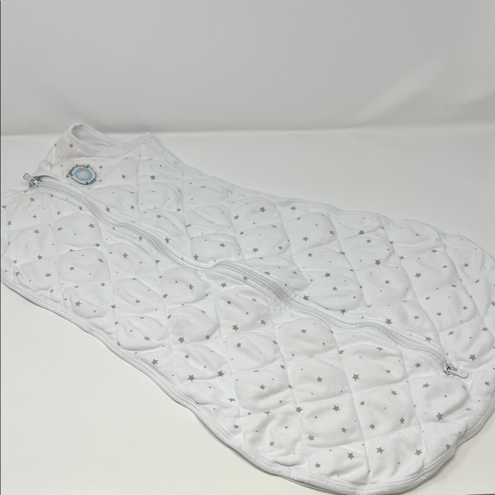 White Quilted Kids Bodysuit with Star Pattern